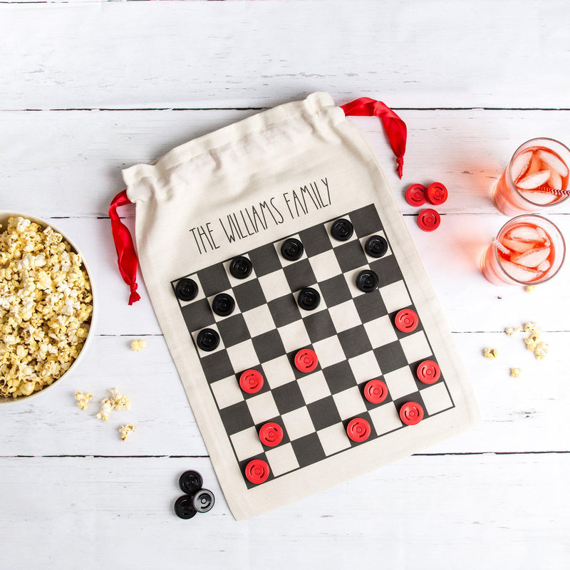 Personalized Checkers Game in a Bag -  - Wingpress Designs