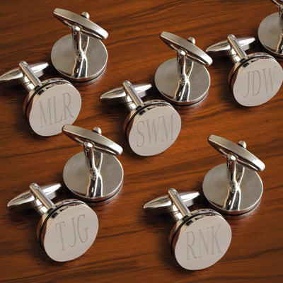 Personalized Set of 5 Engraved Pin Stripe Cufflinks -  - Completeful