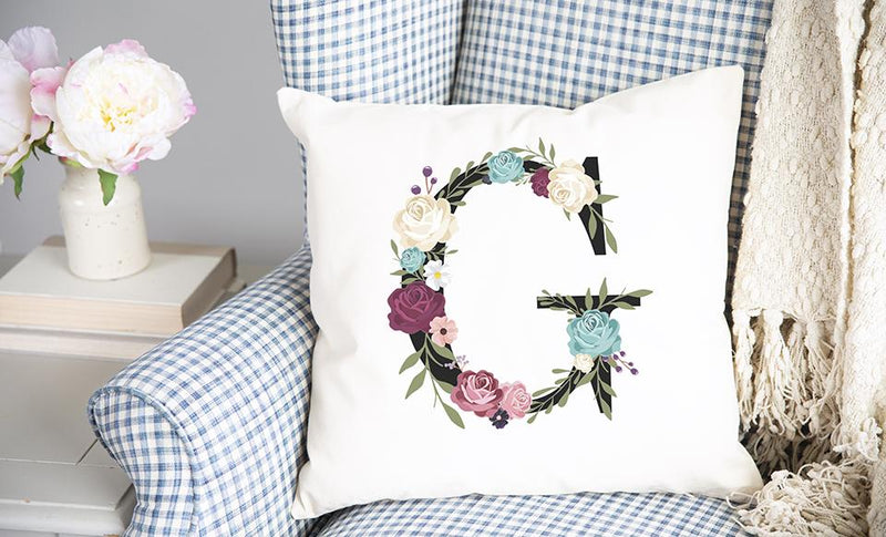 Floral Alphabet Throw Pillow Covers (Non-Personalized) -  - Wingpress Designs
