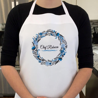Personalized Floral Wreath Aprons -  - Wingpress Designs