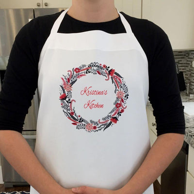 Personalized Floral Wreath Aprons -  - Wingpress Designs