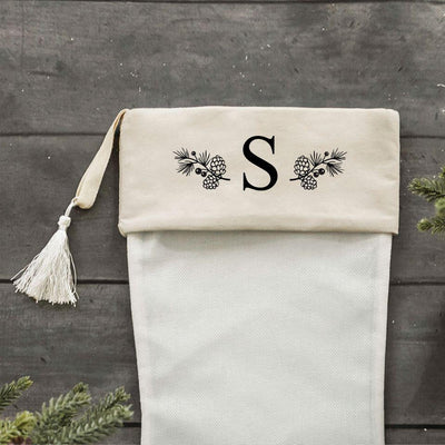 Monogrammed Cotton Stocking with Tassel -  - Wingpress Designs