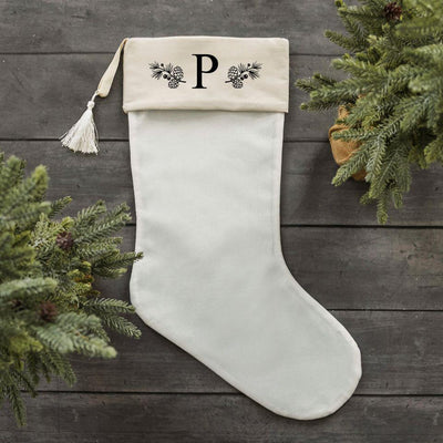 Monogrammed Cotton Stocking with Tassel -  - Wingpress Designs
