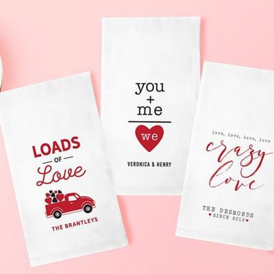 Personalized Valentine's Day Tea Towels -  - Wingpress Designs