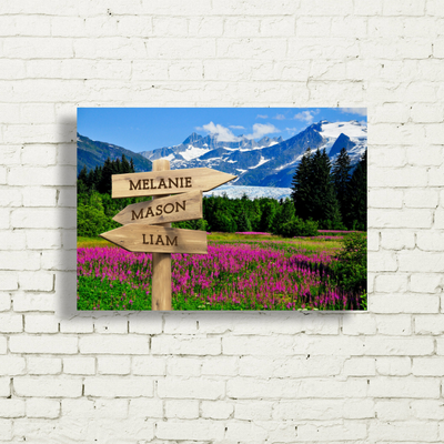 Personalized Mountain Meadow Canvas Print with Family Names -  - Lazerworx