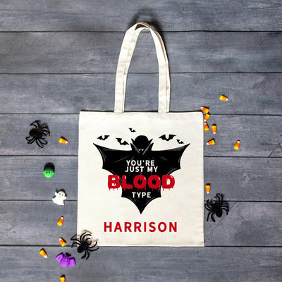 Personalized Just My Blood Type Halloween Tote Bag -  - Wingpress Designs