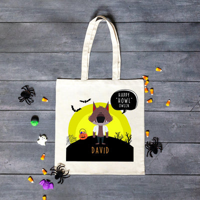 Personalized Happy "Howl" Oween Halloween Tote Bag -  - Wingpress Designs