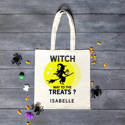 Personalized Witch Way to the Treats Halloween Tote Bag -  - Wingpress Designs