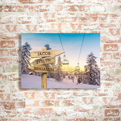 Personalized Ski Lift Canvas Print with Family Names -  - Lazerworx