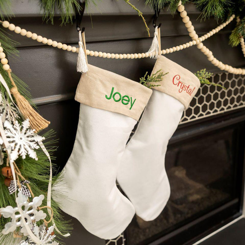 Personalized Embroidered Cotton Stockings with Tassel -  - Completeful