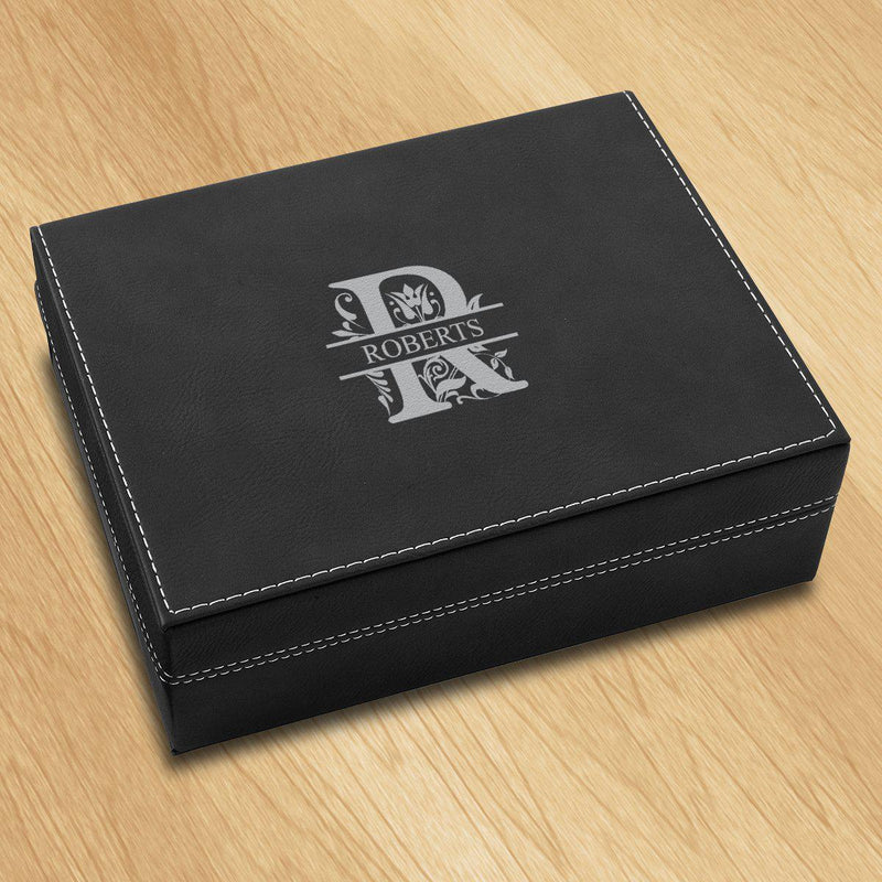 Personalized Black Valet Box - Filigree - JDS