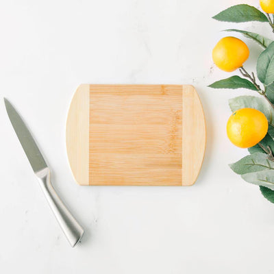 Rounded Two-Tone (Rounded Edge) Bamboo Cutting Boards for Mom - 6x8 - Completeful