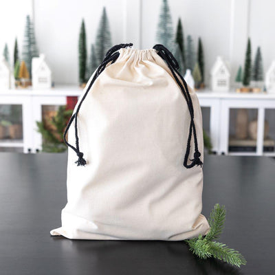 Personalized Kids' Cotton Santa Bags - Small 14x 20.5 / White - Qualtry