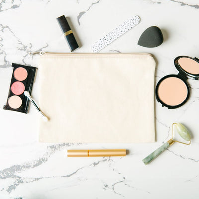 Personalized Makeup Bag - Cream - Wingpress Designs