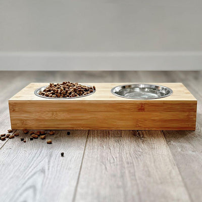 Personalized Dog and Cat Feeding Stands with Bowls - Small - Qualtry