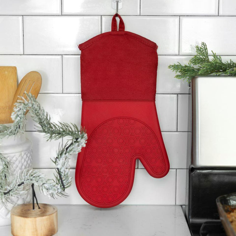 Personalized Christmas Silicone Oven Mitts - Red - Wingpress Designs