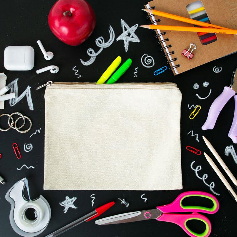 Personalized Teacher Pencil Bag - Cream - Wingpress Designs