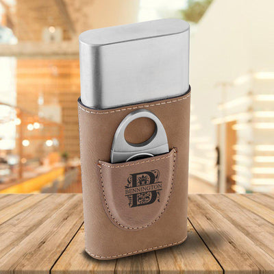 Personalized Cigar Holder - Tan - Filigree - JDS