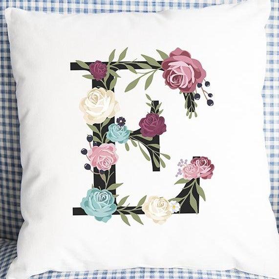 Floral Alphabet Throw Pillow Covers (Non-Personalized) -  - Qualtry