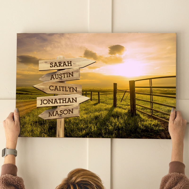 Personalized Farm Road Canvas Print with Family Names -  - Lazerworx