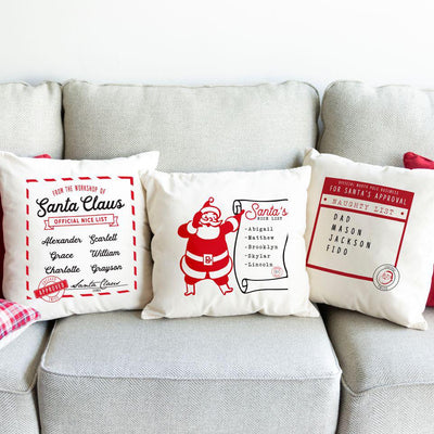 Santa’s Nice or Naughty List Personalized Throw Pillow Covers -  - Wingpress Designs