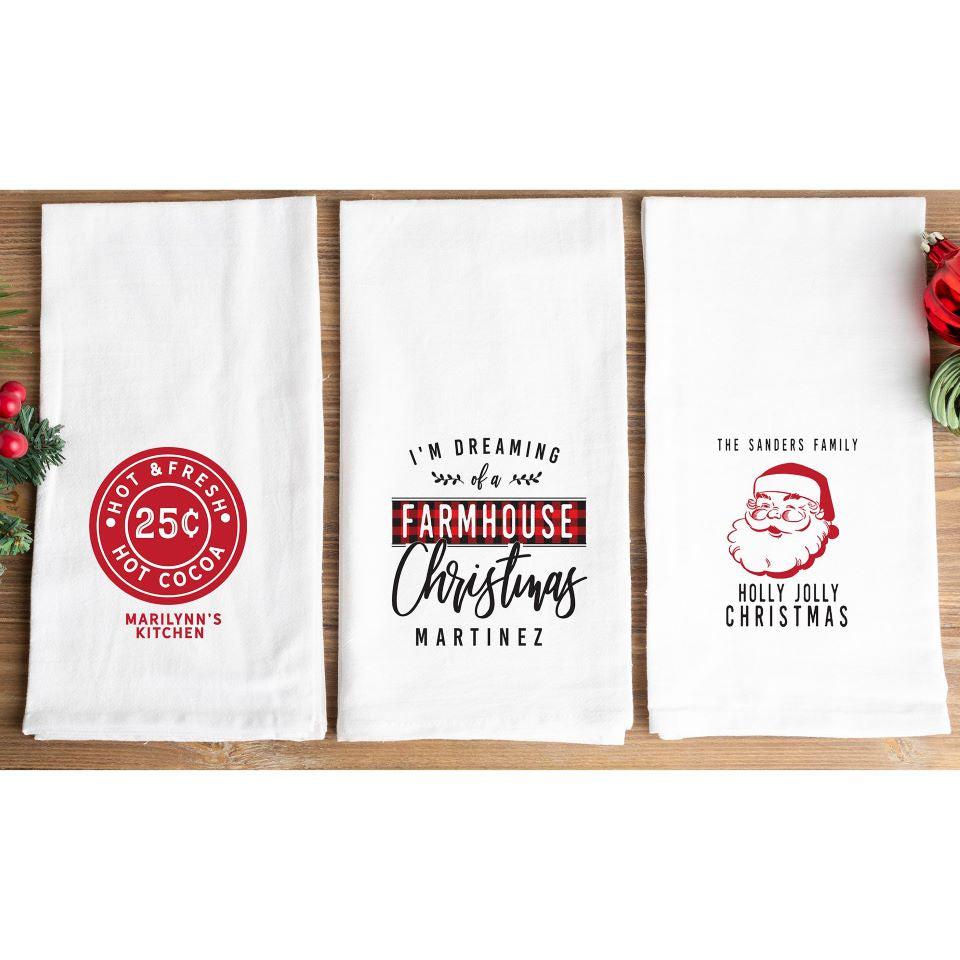 Personalized Farmhouse Christmas Tea Towels – A Gift Personalized