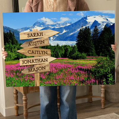 Personalized Mountain Meadow Canvas Print with Family Names -  - Lazerworx