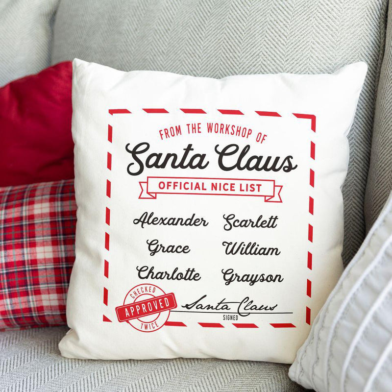 Santa’s Nice or Naughty List Personalized Throw Pillow Covers -  - Qualtry
