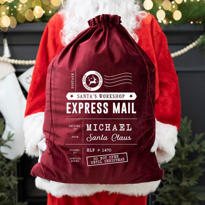 Personalized Christmas Velvet Santa Bags -  - Wingpress Designs