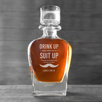 Personalized Groomsmen Proposal Antique Whiskey Decanter -  - Completeful