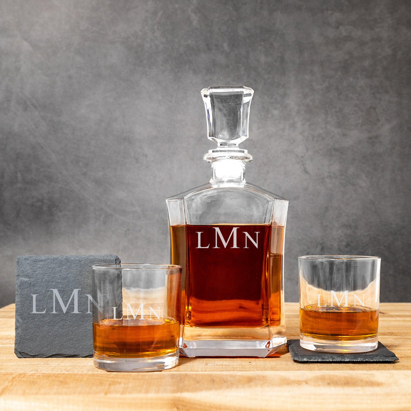 Personalized Decanter Set with Slate Coasters -  - Completeful