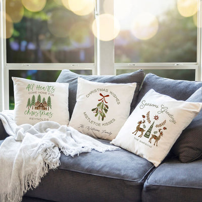 Personalized Woodland Christmas Throw Pillow Covers -  - Qualtry