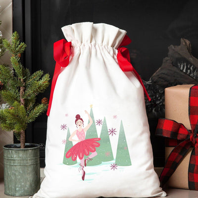 Personalized Drawstring Santa Gift Bags for Girls -  - Wingpress Designs