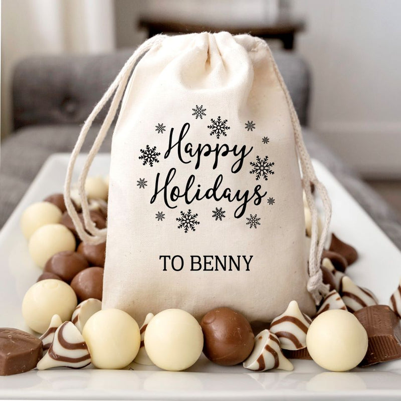 Personalized Small Drawstring Holiday Gift Bags -  - Wingpress Designs