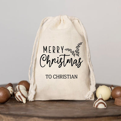 Personalized Small Drawstring Holiday Gift Bags -  - Wingpress Designs
