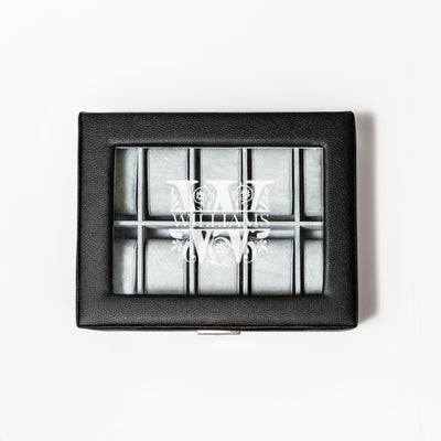 Personalized Black Leather Watch Box -  - JDS