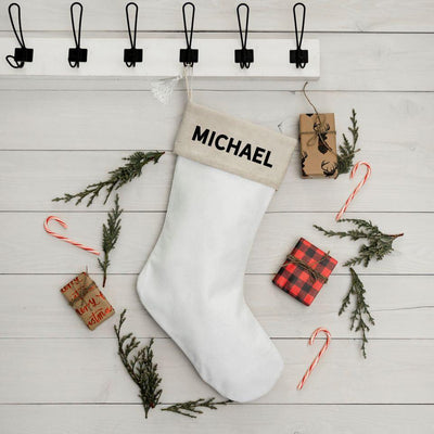 Personalized Cotton Stocking with Tassel - Printed Name -  - Wingpress Designs