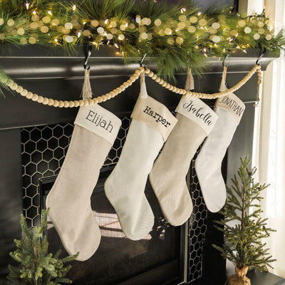 Personalized Cotton Stocking with Tassel - Printed Name -  - Qualtry