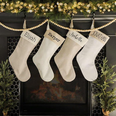 Personalized Cotton Stocking with Tassel - Printed Name -  - Wingpress Designs