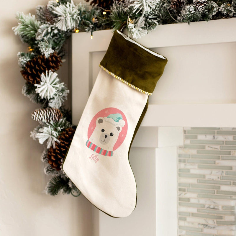 Personalized Kids Velvet Trimmed Christmas Stockings -  - Wingpress Designs