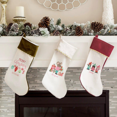 Personalized Girls Christmas Stockings Velvet-trimmed -  - Wingpress Designs