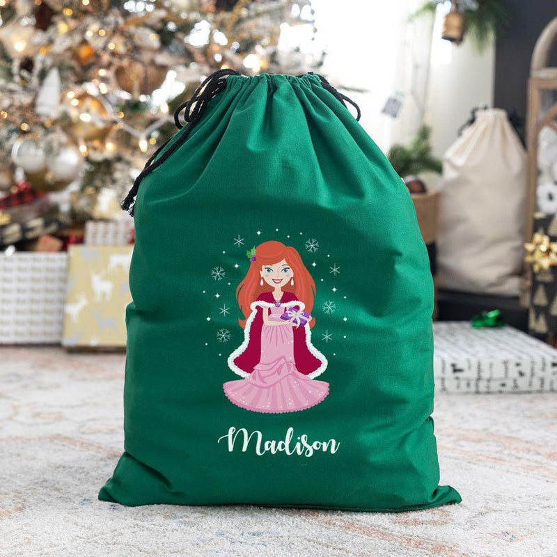 Personalized Princess Cotton Santa Bags -  - Qualtry