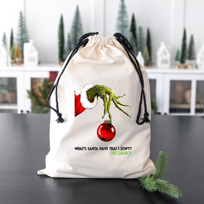 What's Santa Have - Gift Bags (Cotton) - Small 14 x 20.5 / White - Wingpress Designs