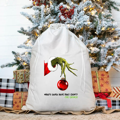 What's Santa Have - Gift Bags (Velvet) - Small 14 x 20.5 / White - Wingpress Designs