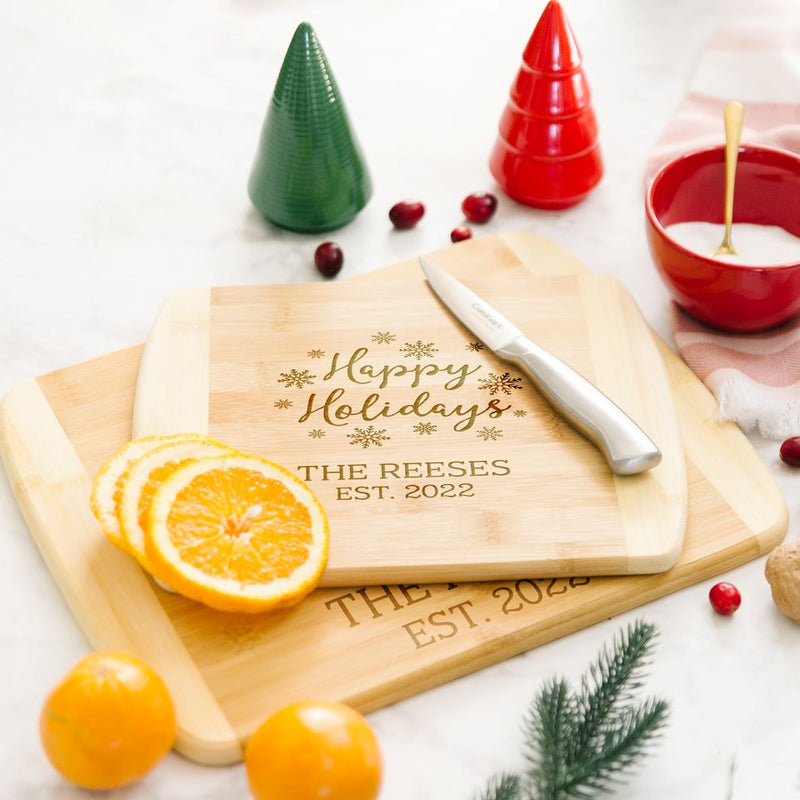 Personalized Holiday Bamboo Cutting Boards - Rounded Edge -  - Completeful