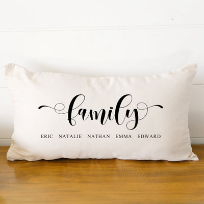 Personalized Family Names Lumbar Throw Pillow Covers -  - Wingpress Designs