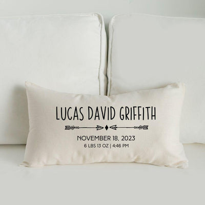 Personalized Baby Birth Stats Lumbar Throw Pillow Covers -  - Wingpress Designs