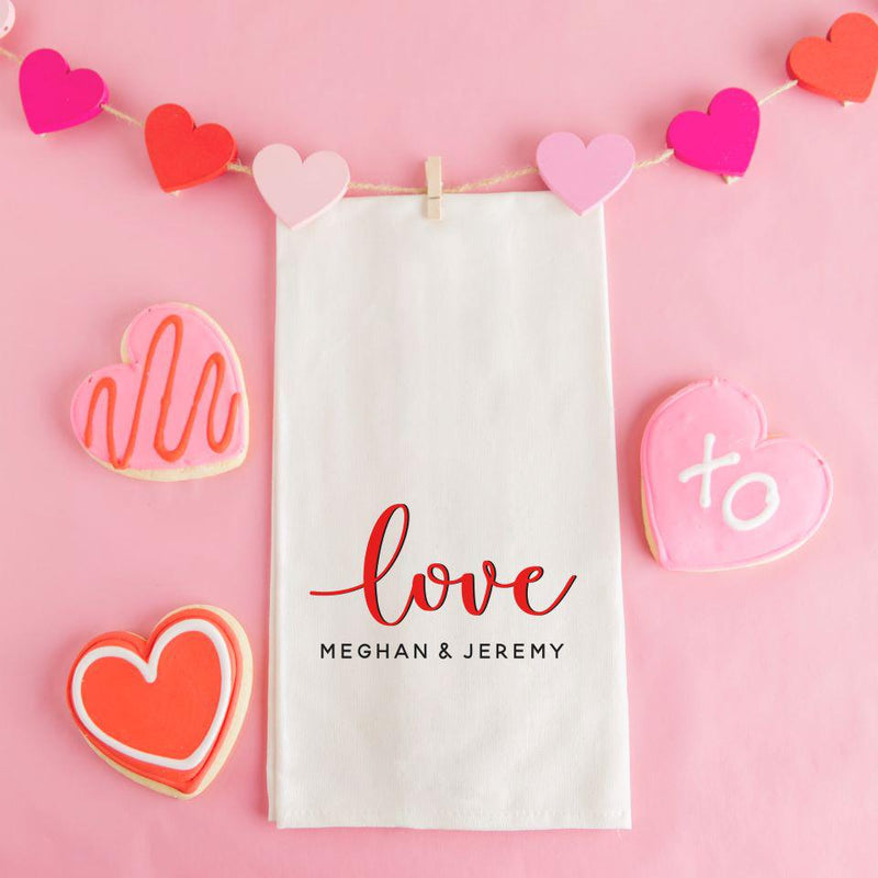 Personalized Hearts Day Tea Towels -  - Wingpress Designs