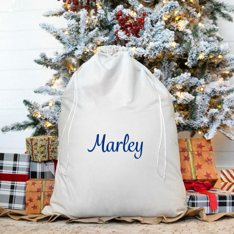 Personalized Embroidered Velvet Santa Bags - Small (14" x 20.5”) / White - Completeful