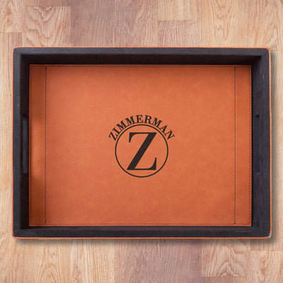 Personalized Brown Vegan Leather Serving Tray -  - Completeful